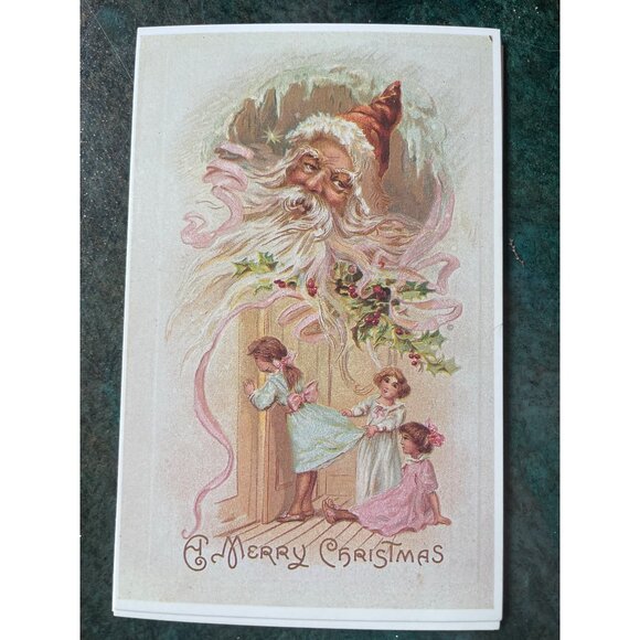 Vintage Victorian Christmas & New Year Postcards Set Girls Boys Santa Angels - Picture 10 of 11